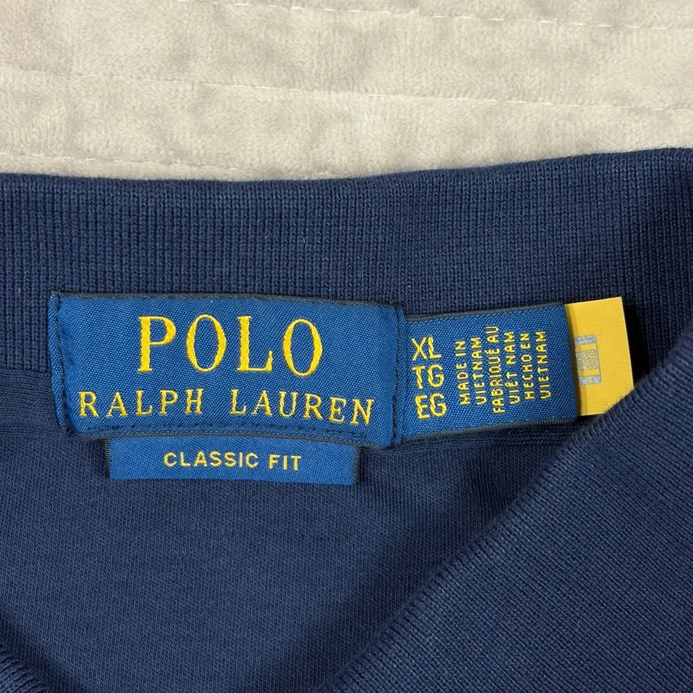 Polo Ralph Lauren Mens XL Classic Fit Navy Blue Cotton Short Sleeve Polo Shirt